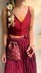 Maroon Brocade Sling Potli